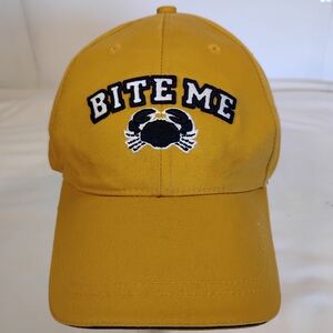 Joe's Crab Shack Yellow Black Bite Me 100% Cotton Strapback Hat Cap